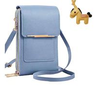 Touchscreen Phone Crossbody Bag for Women, RFID Blocking Cell Phone Purse Crossbody, Anti Theft Leather Touch Screen Crossbody Phone Purse with Adjustable Strap (Blue)