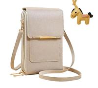 Touchscreen Phone Crossbody Bag for Women, RFID Blocking Cell Phone Purse Crossbody, Anti Theft Leather Touch Screen Crossbody Phone Purse with Adjustable Strap (Beige)