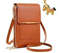 Touchscreen Phone Crossbody Bag for Women, RFID Blocking Cell Phone Purse Crossbody, Anti Theft Leather Touch Screen Crossbody Phone Purse with Adjustable Strap (Orange)