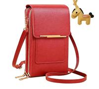 Touchscreen Phone Crossbody Bag for Women, RFID Blocking Cell Phone Purse Crossbody, Anti Theft Leather Touch Screen Crossbody Phone Purse with Adjustable Strap (Red)