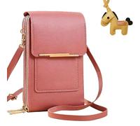 Touchscreen Phone Crossbody Bag for Women, RFID Blocking Cell Phone Purse Crossbody, Anti Theft Leather Touch Screen Crossbody Phone Purse with Adjustable Strap (Rose)