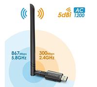 TouchSKY Adattatore Antenna WiFi USB 3.0 1200Mpbs Chiavetta WiFi con 2 Antenna 5dBi Dual Band 2.4G/5G Scheda Ricevitore WiFi per PC/Desktop/Laptop, Compatibile con Windows10/8/7/Vista/XP/Mac OS (W1)