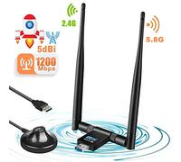 TouchSKY WiFi USB Adaptador,1200Mbps WiFi Antena Dual Band (5GHz 433Mbps / 2.4GHz 150Mbps),USB 3.0 WiFi Adaptador con Antena de 5dBi Receptor Soporte Windows10/8/8.1/7/Vista/XP/Mac OS