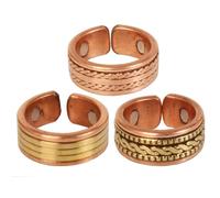 Touchstone Hecho a mano de cobre forjado a mano con patrón trenzado de alambre en espiral sólido y de alto calibre Elegancia minimalista Anillos de dedo de cobre puro. Juego de 3.