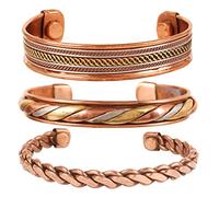 Touchstone India tibetana espiritual buda pulsera tres metal cobre latón paz curación chakra yoga meditación mantra joyería para mujer Cobre 1