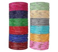 Touchstone Juego de 144 brazaletes para mujer con diamantes de imitación brillantes grabados a mano de la colección de coloridos brazaletes indios de Bollywood, 12 colores vibrantes.