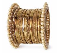 Touchstone Juego de 20 pulseras de estilo Bollywood indio hechas a mano en zigzags trenzados con diamantes de imitación LTC con diamantes de imitación de diamantes de imitación de aumento, en tono