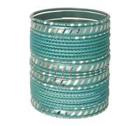 Touchstone Juego de 24 pulseras de diseño de Bollywood indio, hechas a mano, con textura de grano de metal, color turquesa, para mujer.