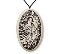 Touchstone Pottery Medalla de Santa Águila sobre cordón trenzado | Patrón Contra el Cáncer de Mama, Contra Terremotos y Contra el Fuego, Cerámica, Sin tipo gema