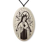 Touchstone Pottery Medalla de Santa Teresa de Ávila en cordón trenzado | Patrona de quienes sufren dolores de cabeza y personas que viven con enfermedades crónicas, Cerámica, Sin tipo gema