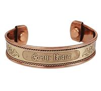 Touchstone - Pulsera de cobre india hecha a mano para curación de chakras, regalo para mujeres y hombres. Mensaje espiritual, One Size, No Gemstone