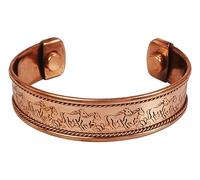 Touchstone Pulsera de cobre puro hecha a mano con hermosos relieves, curación tibetana forjada a mano, beneficios magnéticos, meditación, en tono natural para hombres y mujeres.