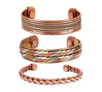 Touchstone - Pulsera de estilo hindú de tres metales con cobre y latón para curación, paz, chakras, yoga, meditación y mantra, joyería para mujer y hombre.