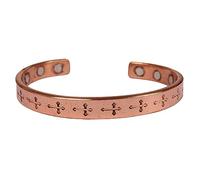 Touchstone Pulsera india hecha a mano, de cobre, para la curación de chakras, joyería para mujer, hombre, mensaje espiritual, Cruz católica 1, KRBRA195-01---C