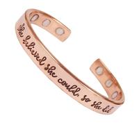 Touchstone Pulseras magnéticas inspiradoras grabadas de cobre para mujer, regalos de joyería personalizados para mejor amiga/mamá/hija/hermana, en una bonita caja de regalo She Believed She Could So