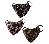 Touchstone Soft Cotton Knitted Face Mask - Medium Size Comfortable Washable Double Layer. (Pack of 3). Pink Yellow Black