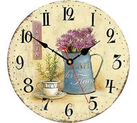Toudorp Reloj de Pared de Madera de 14 Pulgadas con números árabes, fácil de Leer, Reloj silencioso, Funciona con Pilas, para café y Flores, Reloj de Pared Decorativo para Dormitorio, Sala de Estar