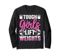 Tough Girls Lift Weights Motivational Fitness Manga Larga