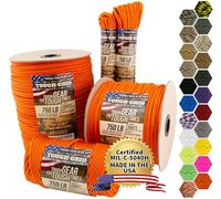 TOUGH-GRID PC100 340kg Paracord - 100% Nylon Militar Específico Tipo IV - Uso Militar, Camping, Hamacas, Emergencias - Naranja Flúor