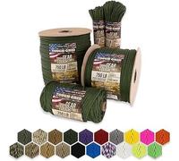 TOUGH-GRID PC200 340kg Paracord - 100% Nylon Militar Específico Tipo IV - Uso Militar, Camping, Manualidades, Hamacas, Emergencias - Verde Camuflaje