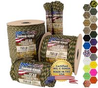 TOUGH-GRID PC50 340kg Paracord - 100% Nylon Militar Específico Tipo IV - Uso Militar, Camping, Manualidades, Hamacas, Emergencias - Bosque Camo