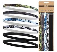 Tough Headware Cinta Pelo Deporte Fina - 6X Diadema Deportiva Hombre y Mujer - 6X Cintas de Pelo Fina para Hacer Deporte Futbol Baloncesto Tenis Padel Fitness - Multicolor