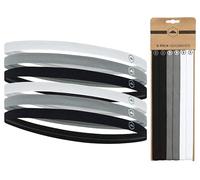 Tough Headware Cinta Pelo Deporte Fina - 6X Diadema Deportiva Hombre y Mujer - 6X Cintas de Pelo Fina para Hacer Deporte Futbol Baloncesto Tenis Padel Fitness - Negro/Gris/Blanco