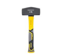 TOUGH MASTER Martillo de club de 4 libras, 4 libras, resistente C45, cabeza de acero forjado, eje de fibra de vidrio, agarre antideslizante, mango que absorbe los golpes, acabado TPR, mango largo,