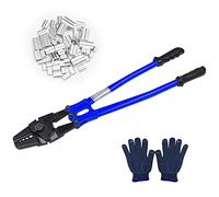 TOUGHER Herramienta de corte de prensado manual de 24 pulgadas, cortador de prensado de mano para cables de 1/16 "3/32" 1/8" 5/32" 3/16", con mangas ovaladas de aluminio de 50 piezas