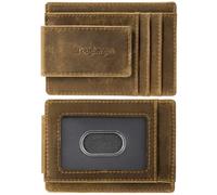 Toughergun Cartera minimalista delgada para hombre con clip magnético para dinero, cartera de cuero, tarjetero de crédito con bloqueo RFID, bolsillo frontal para dinero en efectivo y tarjetas, Deep