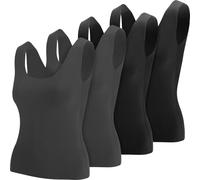 Toulite 4 Camisetas térmicas sin Mangas para Mujer, Ropa Interior sin Mangas para Mujer, Camisola de algodón, Capa Base cálida, Negro, Gris Hierro, S