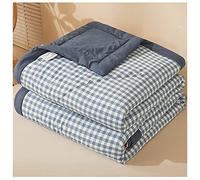 TOULIVER Colcha Acolchada Fina Suave Cubrecama Rellenos Finos Toda Temporada Edredón Reversible Estampada a Cuadros Transpirable Colcha de algodón, para Verano Cama Matrimonio Individual,F,150x200cm