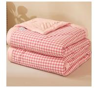 TOULIVER Colcha Acolchada Fina Suave Cubrecama Rellenos Finos Toda Temporada Edredón Reversible Estampada a Cuadros Transpirable Colcha de algodón, para Verano Cama Matrimonio Individual,D,200x230cm