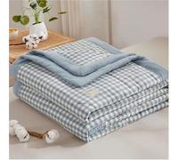TOULIVER Colcha Acolchada Fina Suave Cubrecama Rellenos Finos Toda Temporada Edredón Reversible Estampada a Cuadros Transpirable Colcha de algodón, para Verano Cama Matrimonio Individual,F,150x200cm