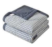 TOULIVER Colcha de Verano Colcha Acolchada para Cama, Multiuso Edredón Manta de Dormitorio Reversible Suave Colchas, 100% Algodón Lavado, para Primavera Cama Matrimonio Individual,Azul,200x230cm