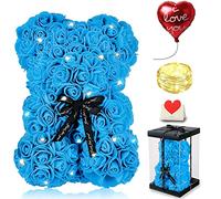 Touloube Regalos del Día de la Madre para Mujeres, Oso de Rosas con Luces, Lindo Oso de Peluche, Lindos Regalos Románticos para Mujeres Esposa Novia con Caja de Regalo Transparente y Tarjeta de Amor