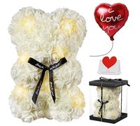 Touloube Regalos del Día de la Madre para Mujeres, Oso de Rosas con Luces, Lindo Oso de Peluche, Lindos Regalos Románticos para Mujeres Esposa Novia con Caja de Regalo Transparente y Tarjeta de Amor