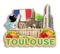 Toulouse France - Imán de madera 3D para nevera, recuerdo de ciudad, recuerdo de viaje, lindo adhesivo para nevera, decoración del hogar y la cocina
