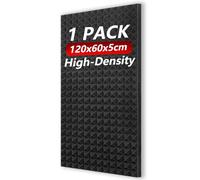 TOUO 1 paquete de espuma acústica, paneles de espuma a prueba de sonido de 120 x 60 x 5 cm, paneles piramidales de alta densidad resistentes al fuego para estudio, oficina, cine en casa, control de