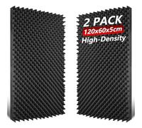 TOUO Paquete de 2 paneles de espuma acústica, 120 x 60 x 5 cm, paneles de espuma a prueba de sonido, paneles de caja de huevos de alta densidad resistentes al fuego para estudio, oficina, cine en casa