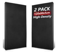 TOUO Paquete de 2 paneles de espuma acústica, 120 x 60 x 5 cm, paneles de espuma a prueba de sonido, paneles de cuña resistentes al fuego de alta densidad para estudio, oficina, cine en casa, control