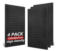 TOUO Paquete de 4 paneles de espuma acústica, 120 x 60 x 5 cm, paneles de espuma a prueba de sonido, paneles piramidales de alta densidad resistentes al fuego para estudio, oficina, cine en casa