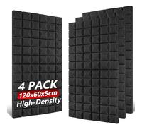 TOUO Paquete de 4 paneles de espuma acústica, 120 x 60 x 5 cm, paneles de espuma a prueba de sonido, paneles de hongos resistentes al fuego de alta densidad para estudio, oficina, cine en casa