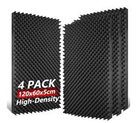 TOUO Paquete de 4 paneles de espuma acústica, 120 x 60 x 5 cm, paneles de espuma a prueba de sonido, paneles de caja de huevos de alta densidad resistentes al fuego para estudio, oficina, cine en casa