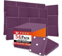 TOUO Paquete de 54 paneles acústicos, paneles de espuma a prueba de sonido para pared de 12 x 12 x 1 pulgadas, espuma acústica ignífuga, absorción de sonido de alta densidad para estudio en casa
