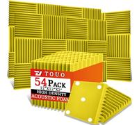 TOUO Paquete de 54 paneles acústicos, paneles de espuma a prueba de sonido para pared de 12 x 12 x 2 pulgadas, espuma acústica ignífuga, absorción de sonido de alta densidad para estudio en casa
