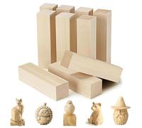 Touosy 10 Piezas Madera para Tallar Sin Acabado, Color Uniforme Madera de Tilo Bloques de Natural y Suave Wood Carving Kit para Niños Adultos y Amantes del Bricolaje (10 x 2,5 x 2,5 CM)