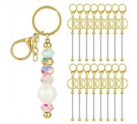Touosy 16 Piezas Kit para Hacer Llaveros Set de Barras de Llavero de Perlas de Metal, Ideal para Hacer Llaveros, DIY Joyería Colgantes Manualidades, Universal para Mujeres y Hombres (Oro)