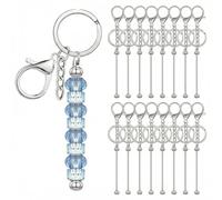 Touosy 16 Piezas Kit para Hacer Llaveros Set de Barras de Llavero de Perlas de Metal, Ideal para Hacer Llaveros, DIY Joyería Colgantes Manualidades, Universal para Mujeres y Hombres (Plata)