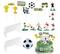 Touosy 18 Piezas Decoracion Tarta Futbol Muñecos Futbolistas, Decoracion Tartas Cumpleaños, Topper para Pastel de Fútbol, Adornos de Cupcakes, Figuras Deportivas para Cumpleaños Fiesta